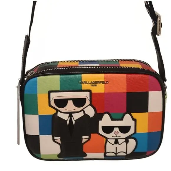NWT Karl Lagerfeld Paris Maybelle Multicolor Crossbody Camera Bag Purse Handbag - Picture 3 of 9